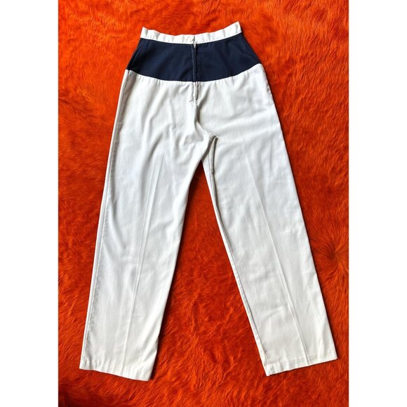 Vintage 70s High Waist Sailor Pants | Nautical Wide Leg Trousers | sz 26 - Picture 5 of 9
